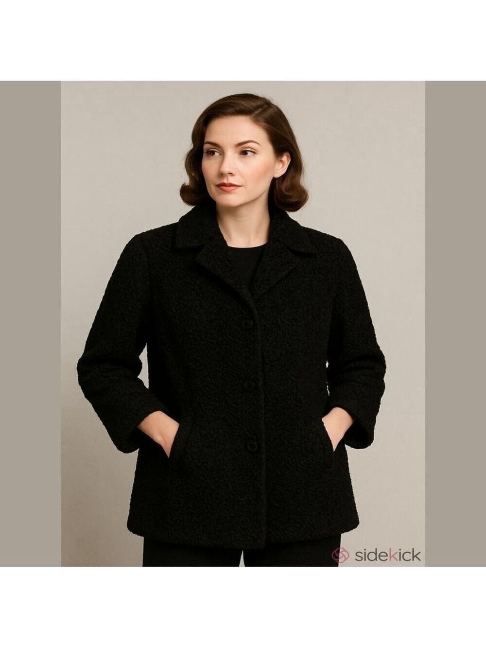 Vintage 1940s Black Persian Lamb (Astrakhan) Fur Coat w/ Silk Lining – M/L